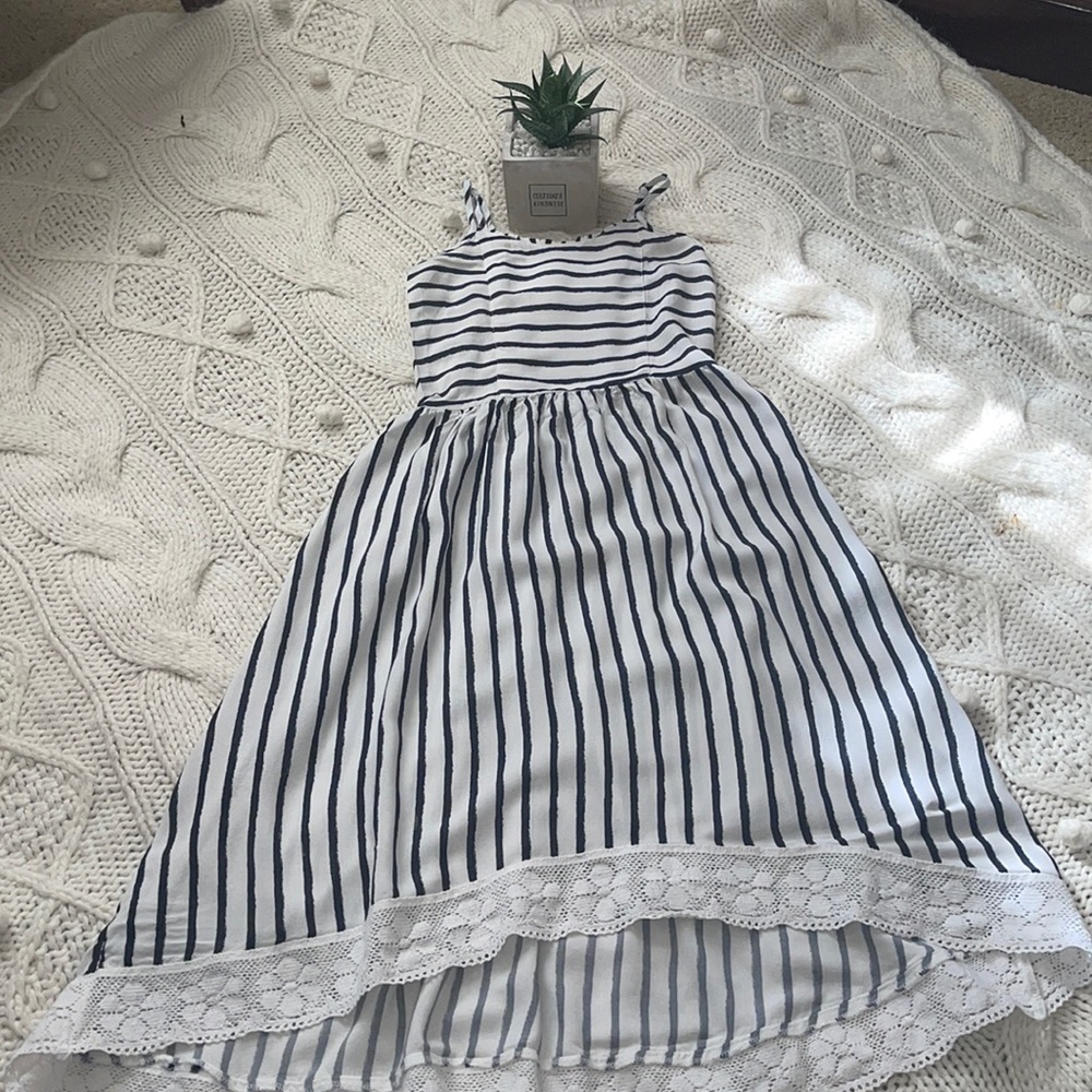 Girls Abercrombie Striped Blue and White Dress.